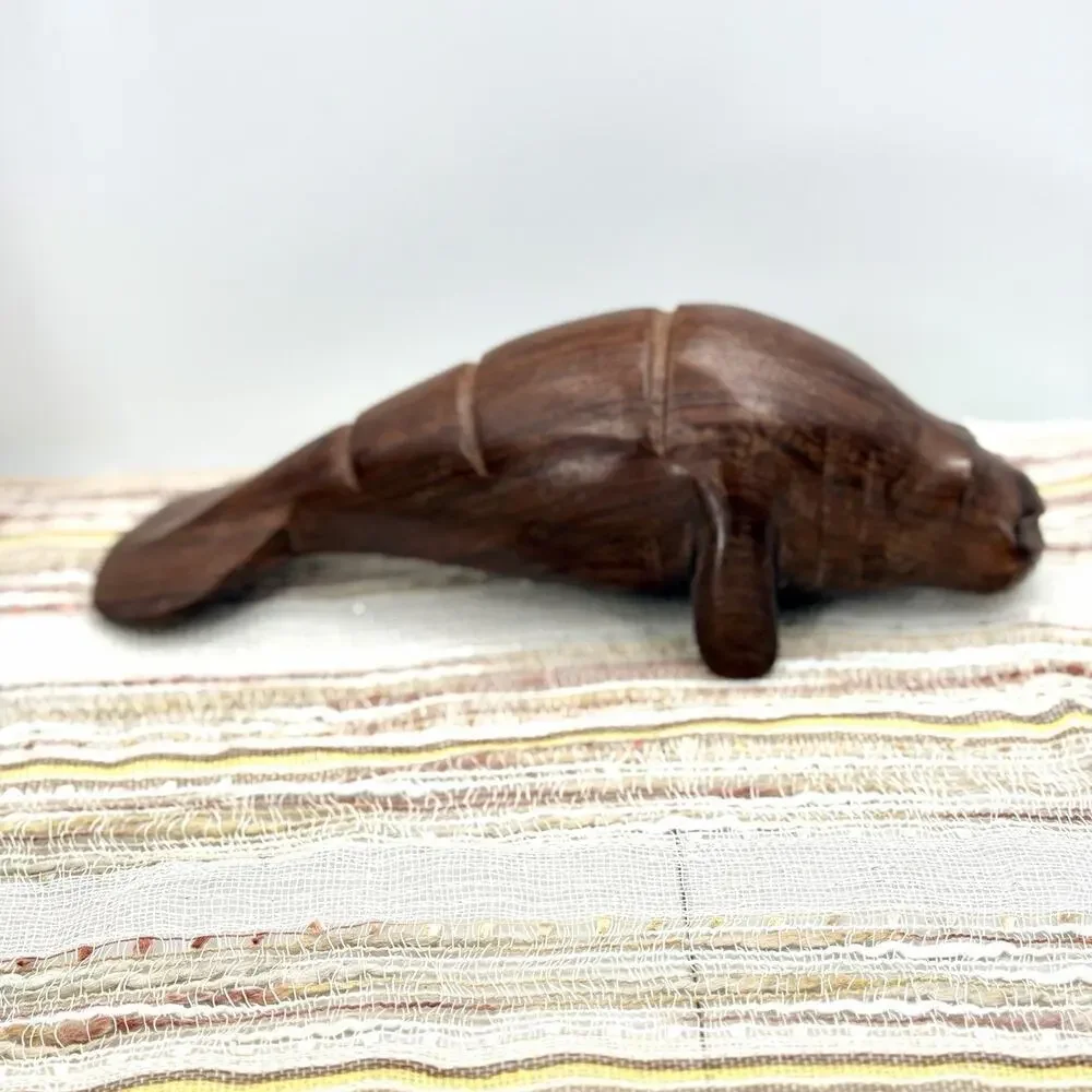 Vintage Hand Carved Ironwood Manatee Sea Cow Figurine Sculpture